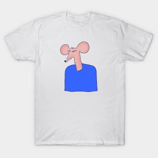 Funny and suspicious skinny rat in blue sweater T-Shirt